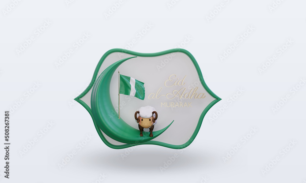 3d eid al adha Nigeria flag rendering front view 3d eid al adha Nigeria flag rendering front view