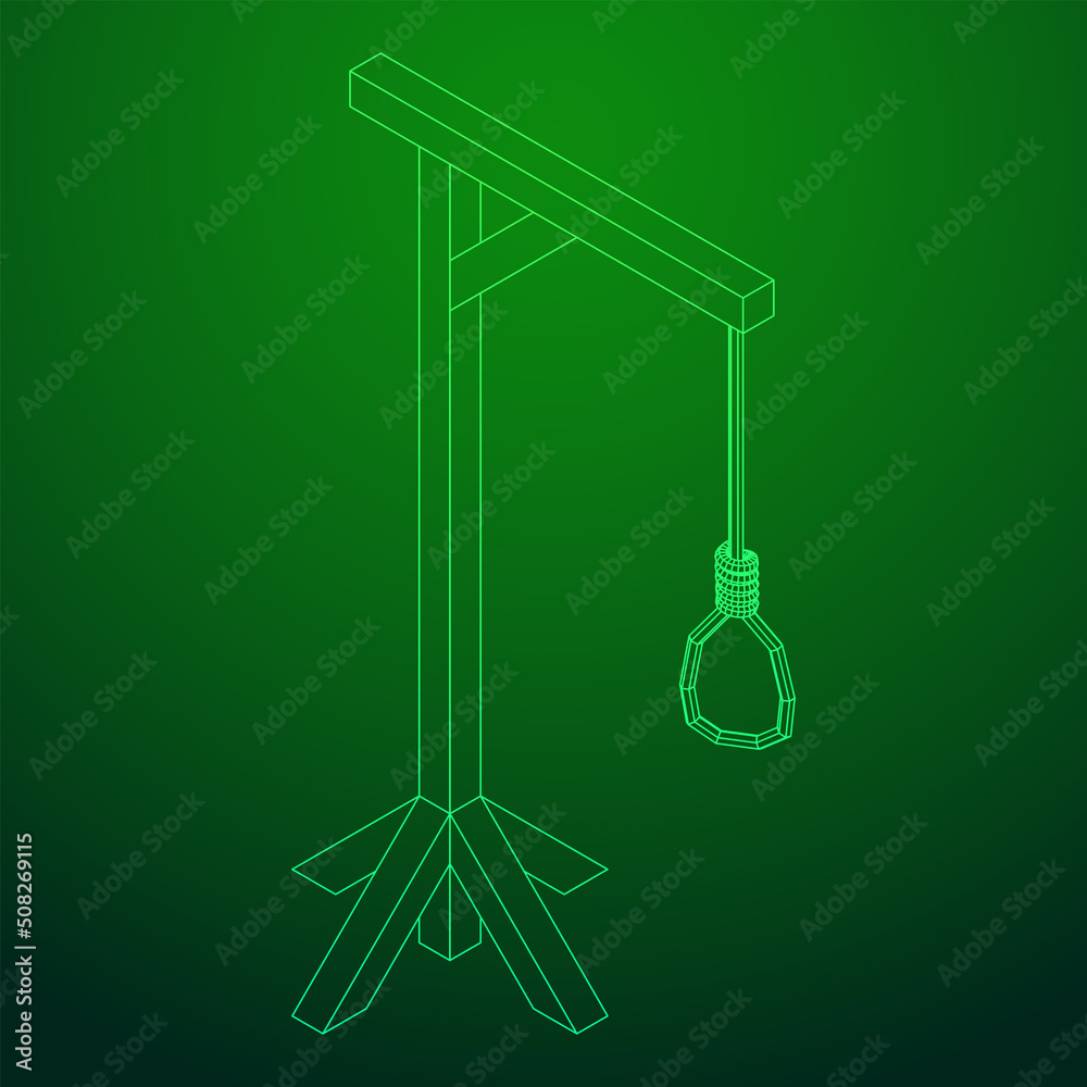 Gallows with Hanging rope. Place of execution in the Middle Ages Gallows with Hanging rope. Place of execution in the Middle Ages