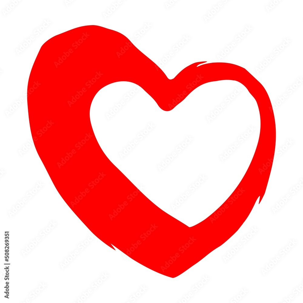 Heart hand drawn with ink brush isolated on white background Heart hand drawn with ink brush isolated on white background