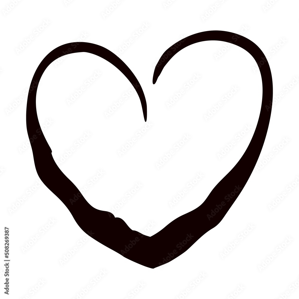 Heart hand drawn with ink brush isolated on white background Heart hand drawn with ink brush isolated on white background