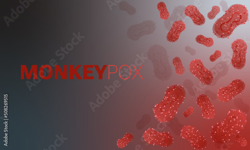Vector illustration of Monkeypox virus outbreak medical banner. Monkeypox virus cells background. Monkey pox microbiological vector background, flyer or poster