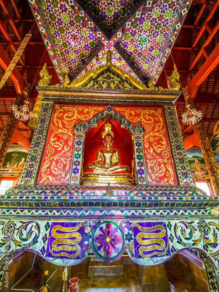 Wat Phra Phutthabat Tak Pha temple on top of the mountain in Lamphun, Thailand