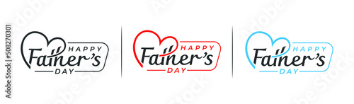 Fototapeta Naklejka Na Ścianę i Meble -  Abstract Happy Father's Day handwritten logo design, father's day with love design vector logo
