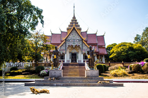 Wat Phra Phutthabat Tak Pha temple on top of the mountain in Lamphun, Thailand photo