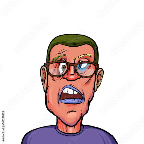 Wallpaper Mural Caricature humor illustration of imaginary cartoon person with funny facial expression isolated on white background Torontodigital.ca