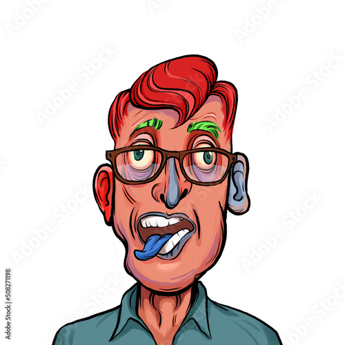 Wallpaper Mural Caricature humor illustration of imaginary cartoon person with funny facial expression isolated on white background Torontodigital.ca