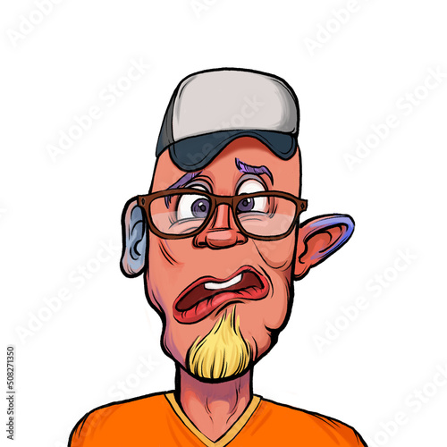 Wallpaper Mural Caricature humor illustration of imaginary cartoon person with funny facial expression isolated on white background Torontodigital.ca