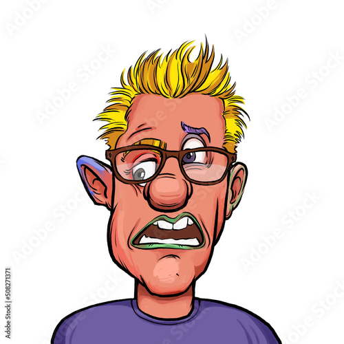 Wallpaper Mural Caricature humor illustration of imaginary cartoon person with funny facial expression isolated on white background Torontodigital.ca