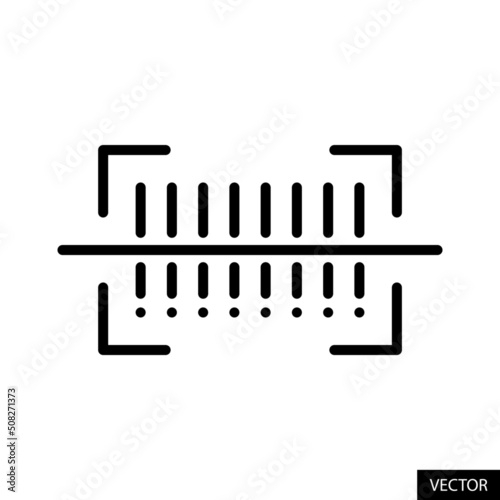 Barcode scanning vector icon in line style design for website design, app, UI, isolated on white background. Editable stroke. Vector illustration.