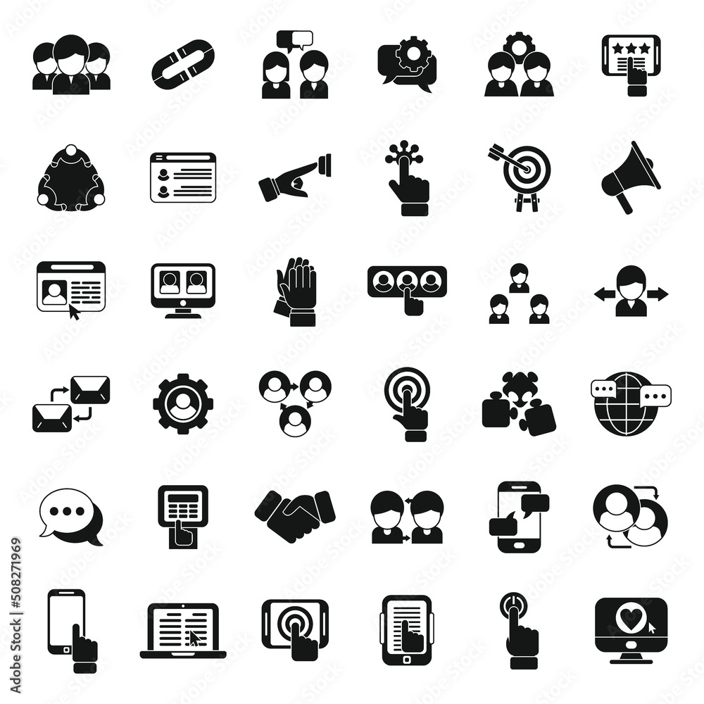 Interaction icons set simple vector. Test process