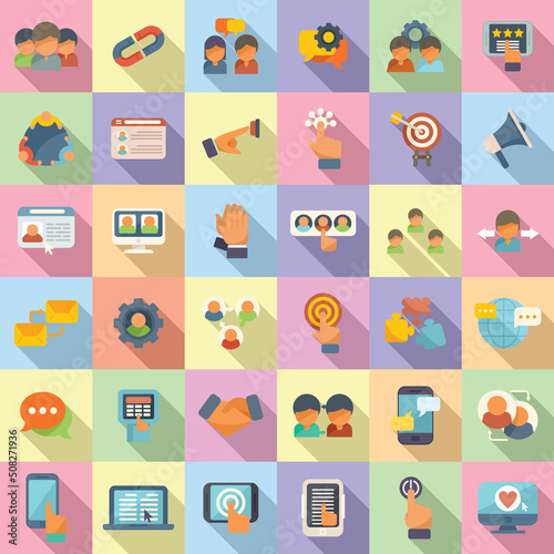 Interaction icons set flat vector. Test process