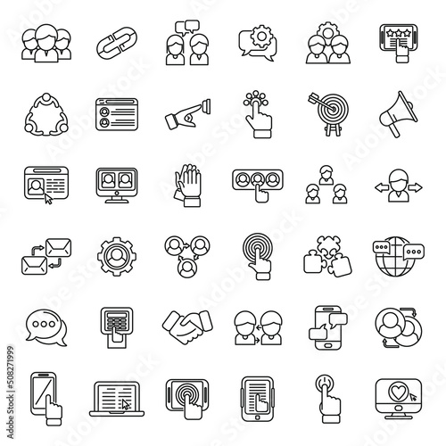 Interaction icons set outline vector. Test process