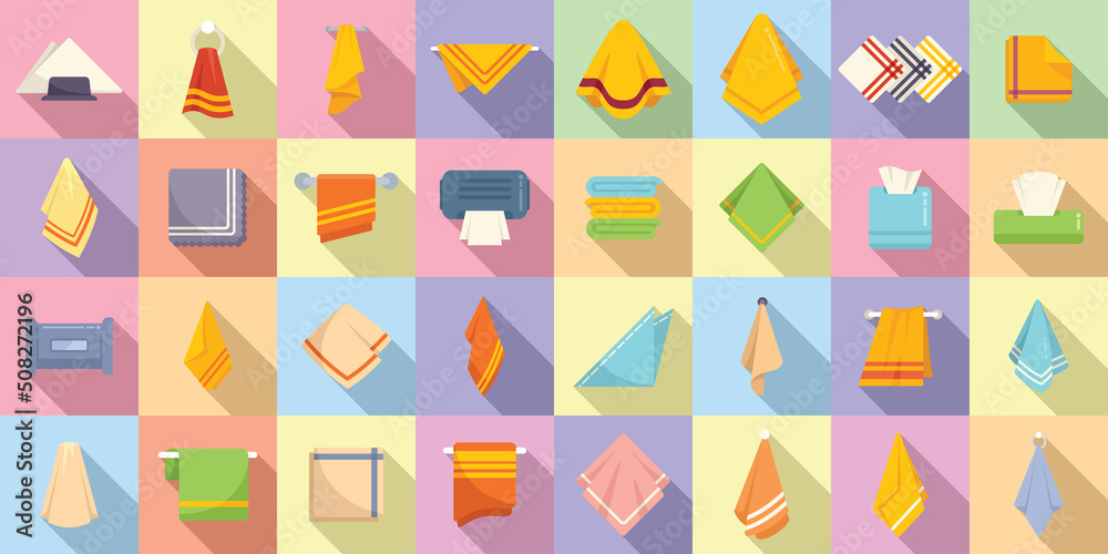 Handkerchief icons set flat vector. Folded napkin Handkerchief icons set flat vector. Folded napkin