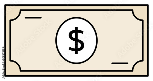 Simple line drawing illustration of dollar bill (light brown)