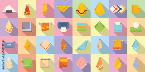Handkerchief icons set flat vector. Folded napkin