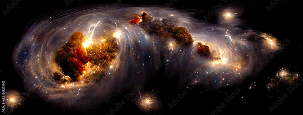 Swirling Beautiful Galactic Nebula in the Cosmos