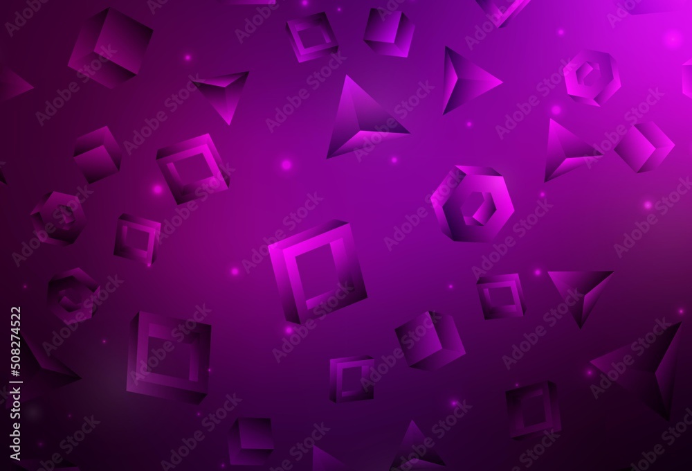 Dark Pink vector texture with poly style with cubes.