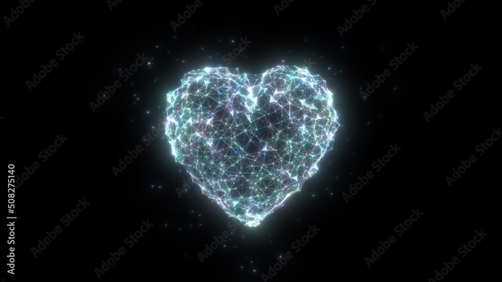3D abstract heart shape is assembled from dots and lines. Isolated transparent background. 3D rendering. 3D abstract heart shape is assembled from dots and lines. Isolated transparent background. 3D rendering.