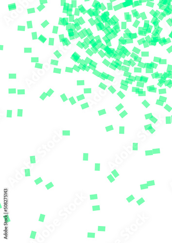 scattered small green light rectangles on a white background