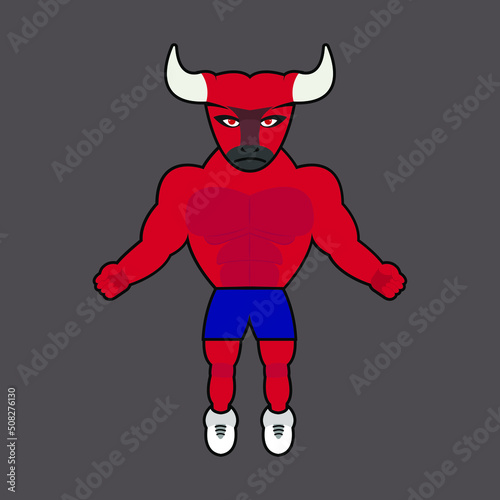 Bull showing body muscle of illustration vector