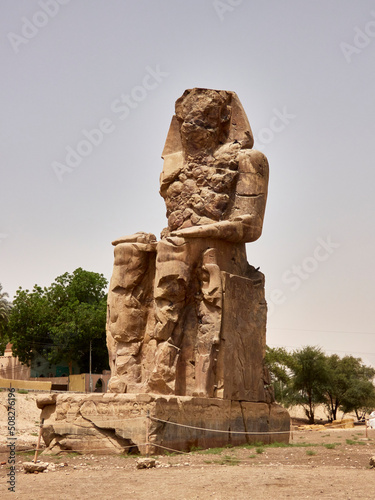 The Colossi of Memnon, two stone massive statues