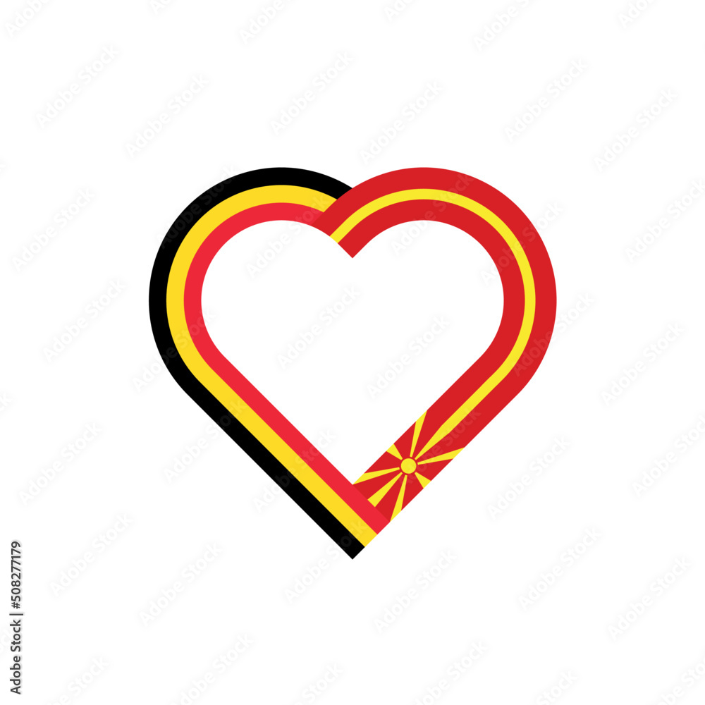 unity concept. heart ribbon icon of belgian and north macedonia flags. vector illustration isolated on white background unity concept. heart ribbon icon of belgian and north macedonia flags. vector illustration isolated on white background
