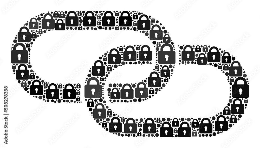 Secure mosaic chain element icon. Chain element mosaic icon of lock items. Vector combination for safety purposes. Secure mosaic chain element icon. Chain element mosaic icon of lock items. Vector combination for safety purposes.
