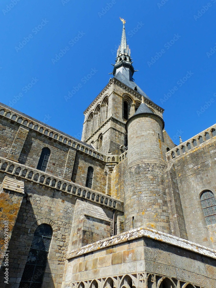 Mont Saint Michel, France - August 2018 : Mont Saint Michel Abbey