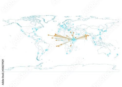 Ethiopia map, export concept map for Ethiopia on white background suitable for export concepts. File is suitable for digital editing and large size prints.