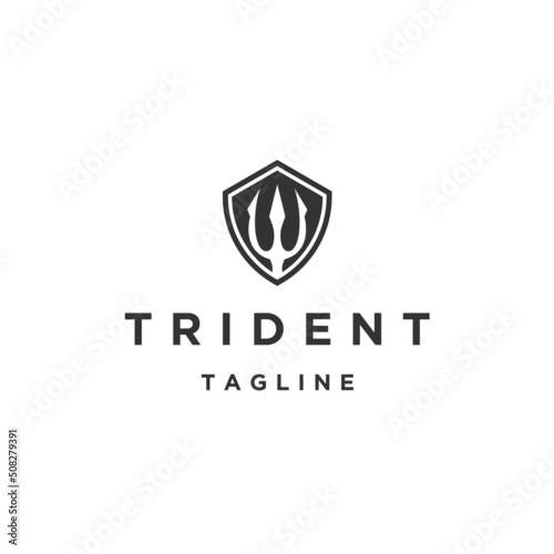 Trident logo icon design template flat vector