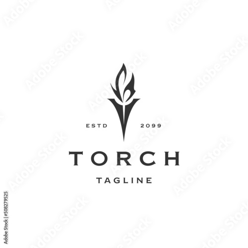 Torch light fire logo icon design template flat vector
