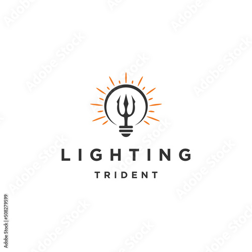 Bulb trident logo icon design template flat vector