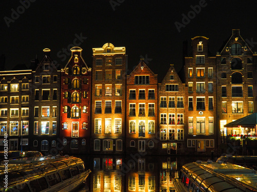 beautiful houses in Amsterdam by night