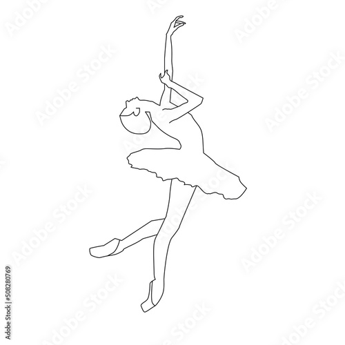 Ballerina dance. Elegant movement, Stunning view of a ballet dancer in jumping spit line art stock illustration