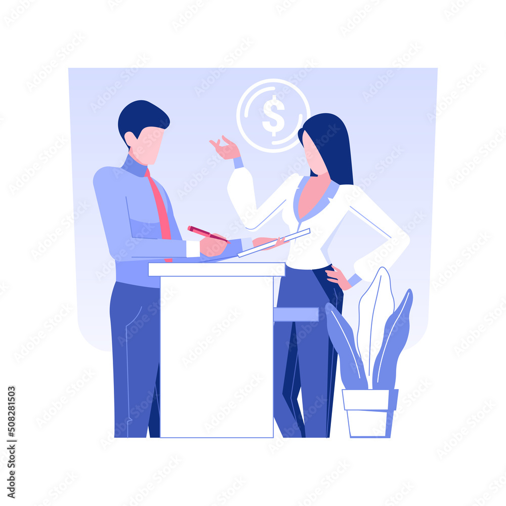 Commercial banking isolated concept vector illustration. Businessman using financial services in commercial bank, money management, corporate banking, customer support vector concept.