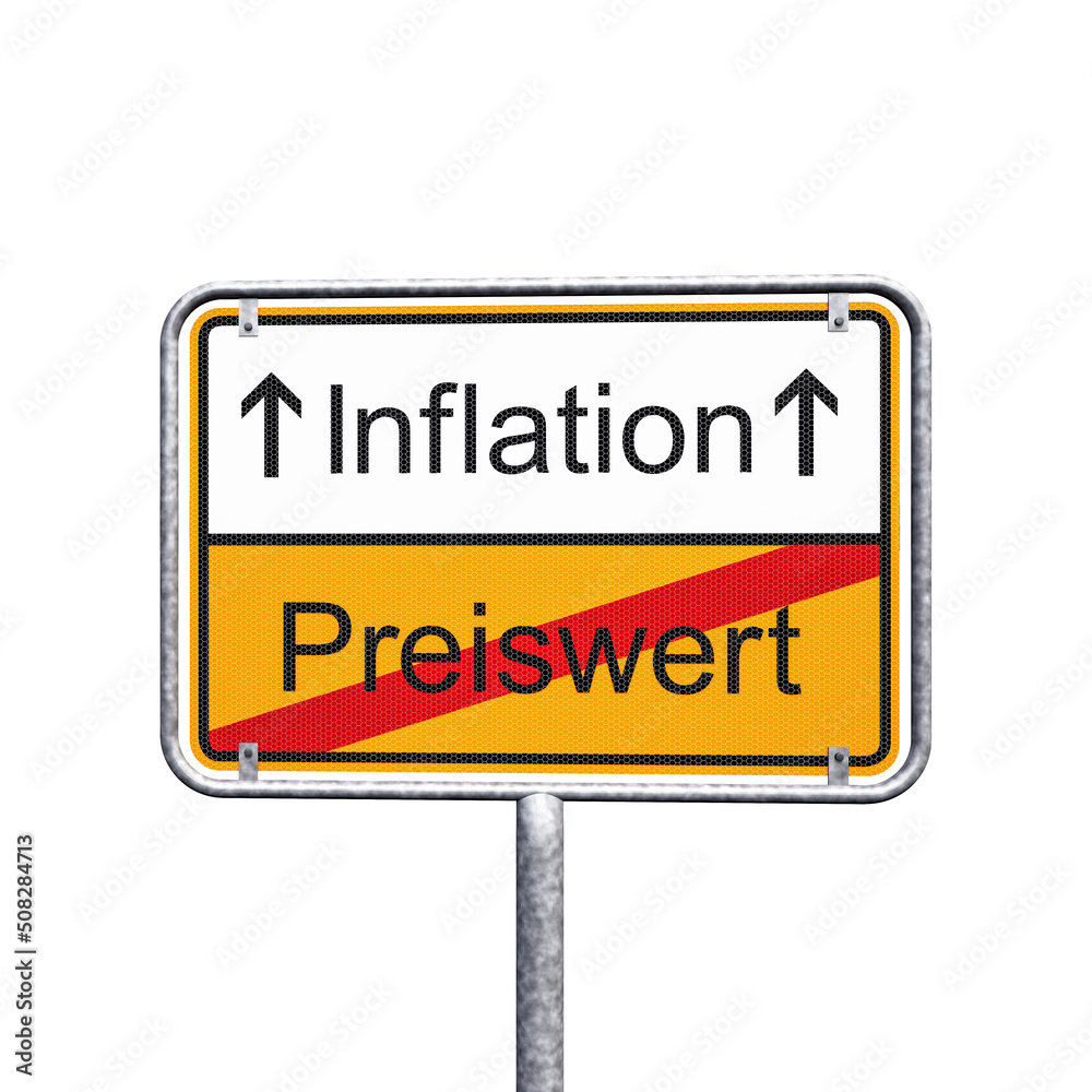 3d Illustation - Ortsschild - Ortstafel - Preiswert - Inflation - Freisteller - Freigestellt 3d Illustation - Ortsschild - Ortstafel - Preiswert - Inflation - Freisteller - Freigestellt