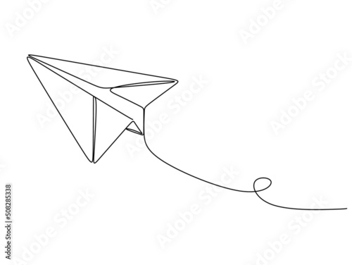 Paper plane one line drawing vector. Continuous single hand drawn. Single line vector illustration