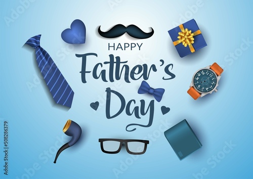 happy fathers day poster, greetings. vector illustration design.