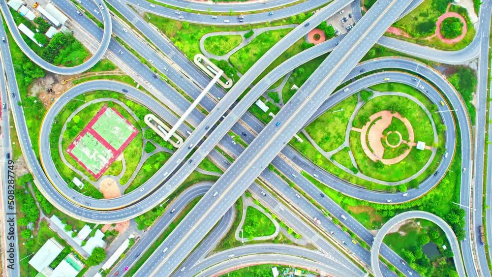 4K : Aerial view and top view of traffic on city. Expressway with car lots. Beautiful aerial top view from drone. Nonthaburi, thailand.
4K : Aerial view and top view of traffic on city. Expressway with car lots. Beautiful aerial top view from drone. Nonthaburi, thailand.