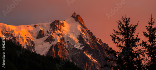 Beautiful sunset colours in the French Alps in summer