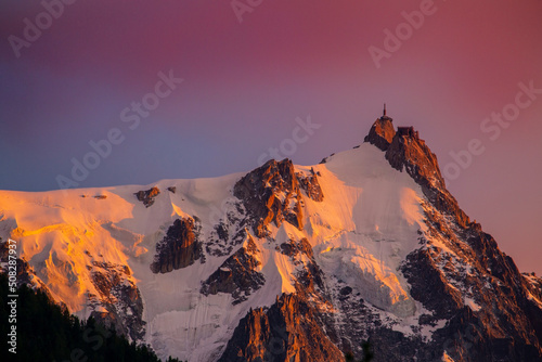 Beautiful sunset colours in the French Alps in summer