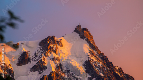 Beautiful sunset colours in the French Alps in summer