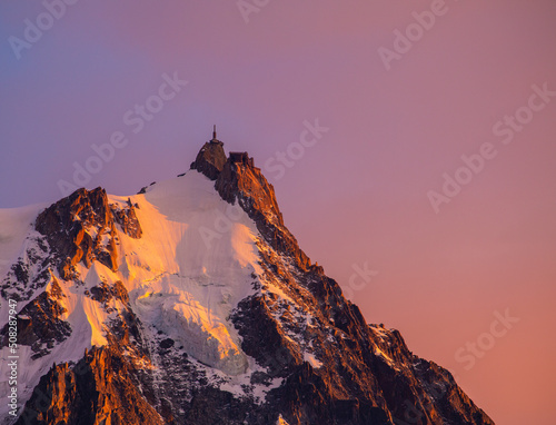 Beautiful sunset colours in the French Alps in summer