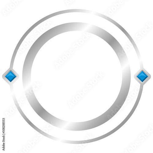 silver circle frame with gem