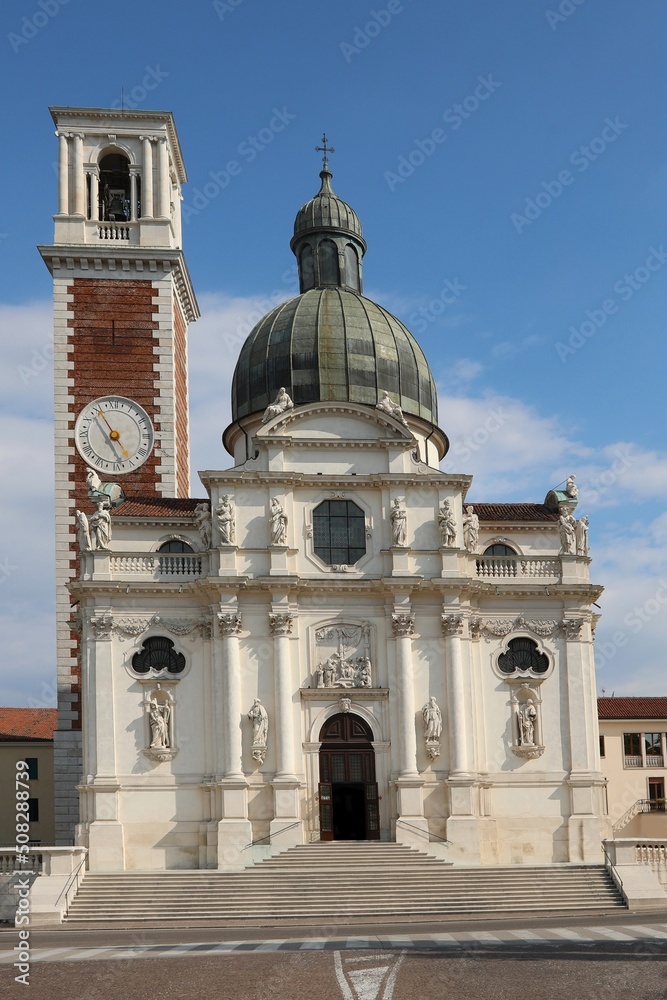 Sanctuary with the Catholic Basilica dedicated to the Madonna in the hill called Monte Berico in the city of Vicenza in Italy in Europe