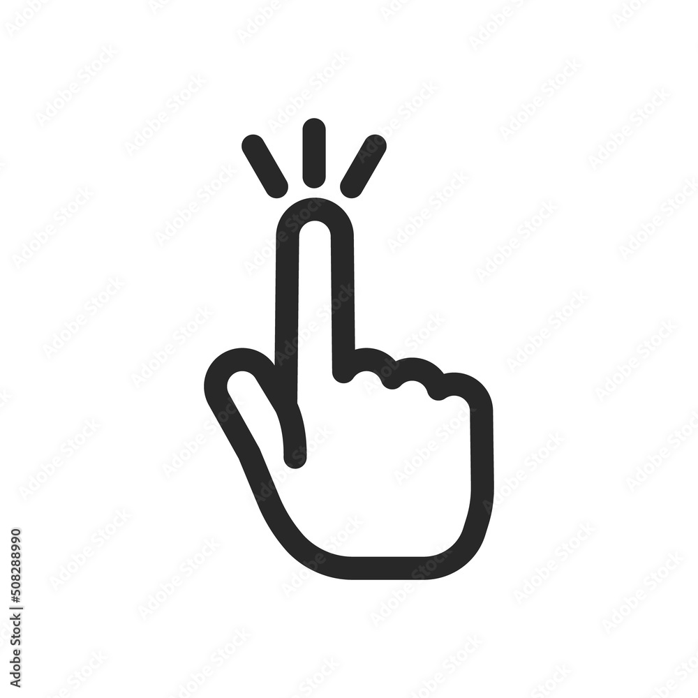 Fototapeta premium Clicking finger icon, Click vector pictogram. Hand pointer isolated on white background.