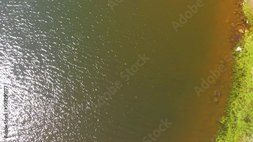 Aerial view of Tensleep Reservoir Lake in Wyoming, summer season photo