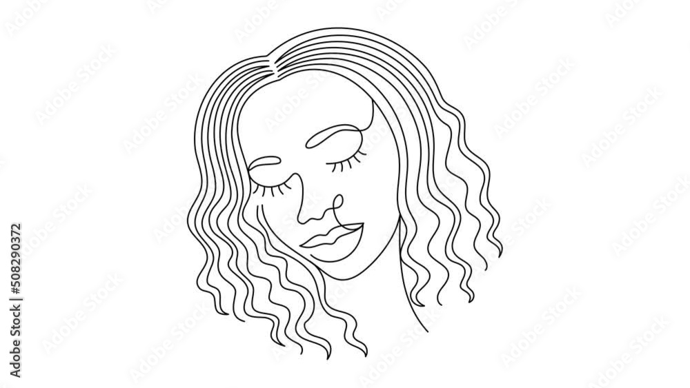 Face of a woman in a modern line style. Face of a woman in a modern line style.