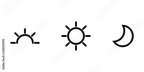 Sun day. Sunset, sun, moon icon concept
