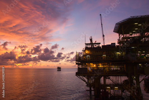 Photography Offshore oil rig or production platform in the South China Sea, Malaysia